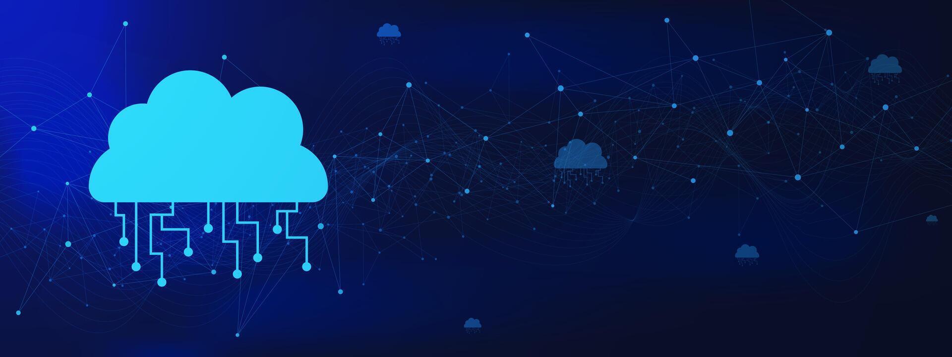 nube informatica, nube Conservazione e digitale servizio con dati trasmissione. Rete informatica, grande dati visualizzazione e dati Conservazione tecnologia concetto. vettore illustrazione.