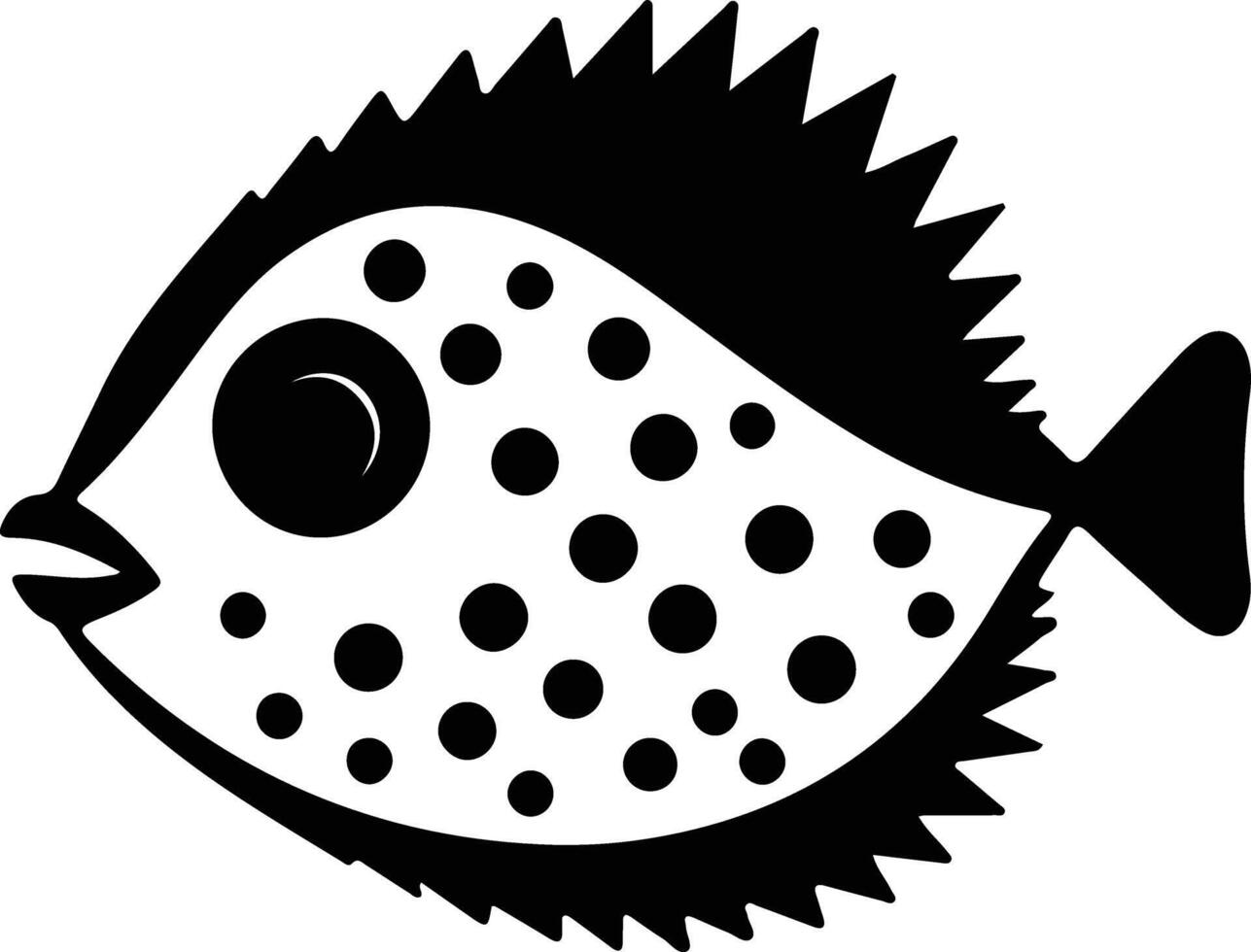 Blowfish nero silhouette vettore