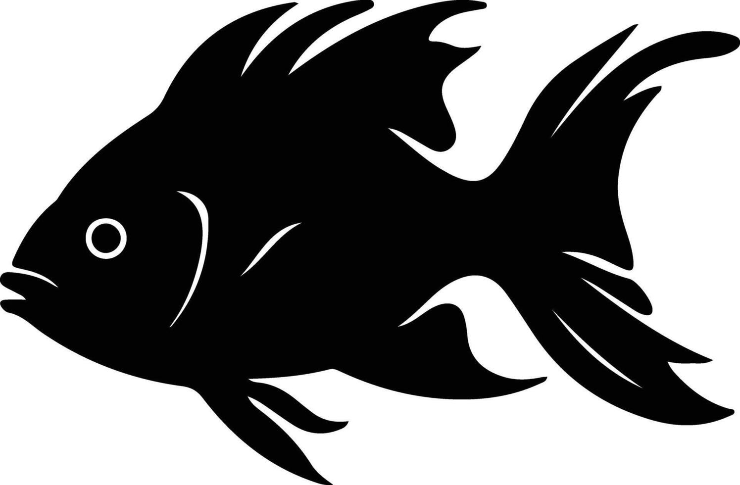 ossuto pesce nero silhouette vettore
