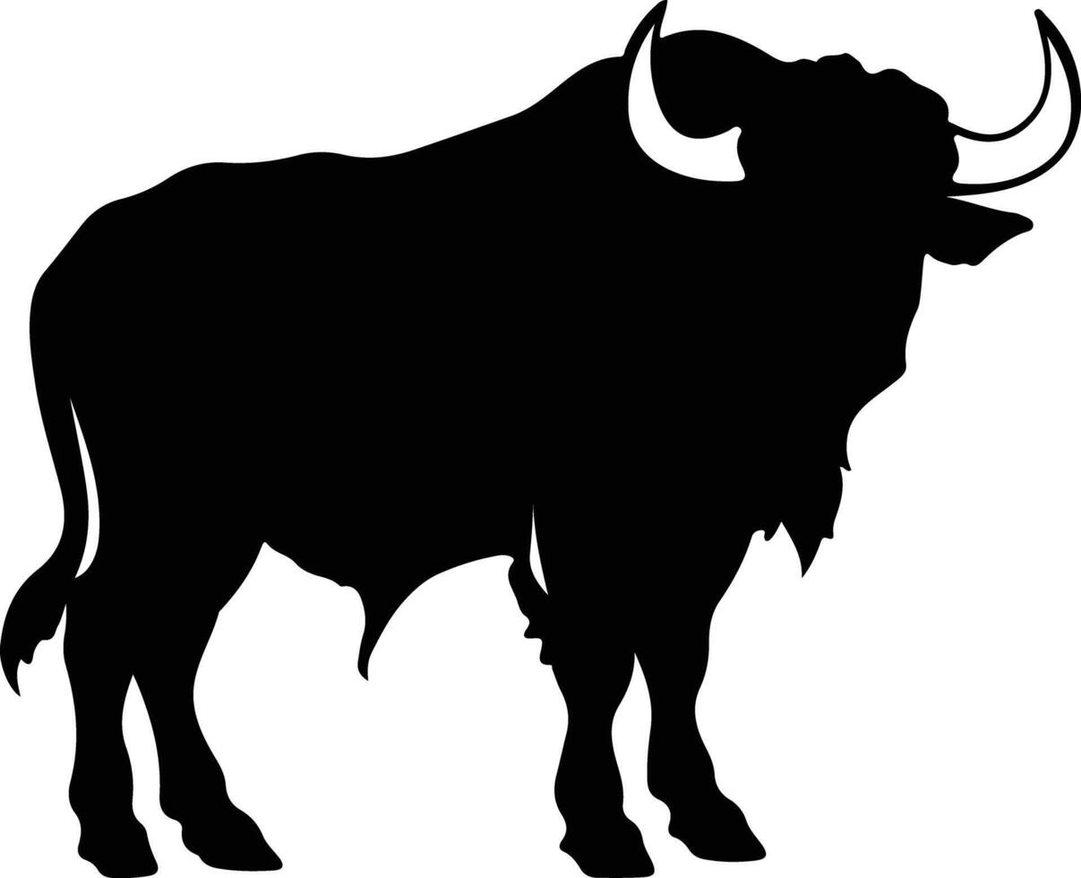 capo bufalo nero silhouette vettore