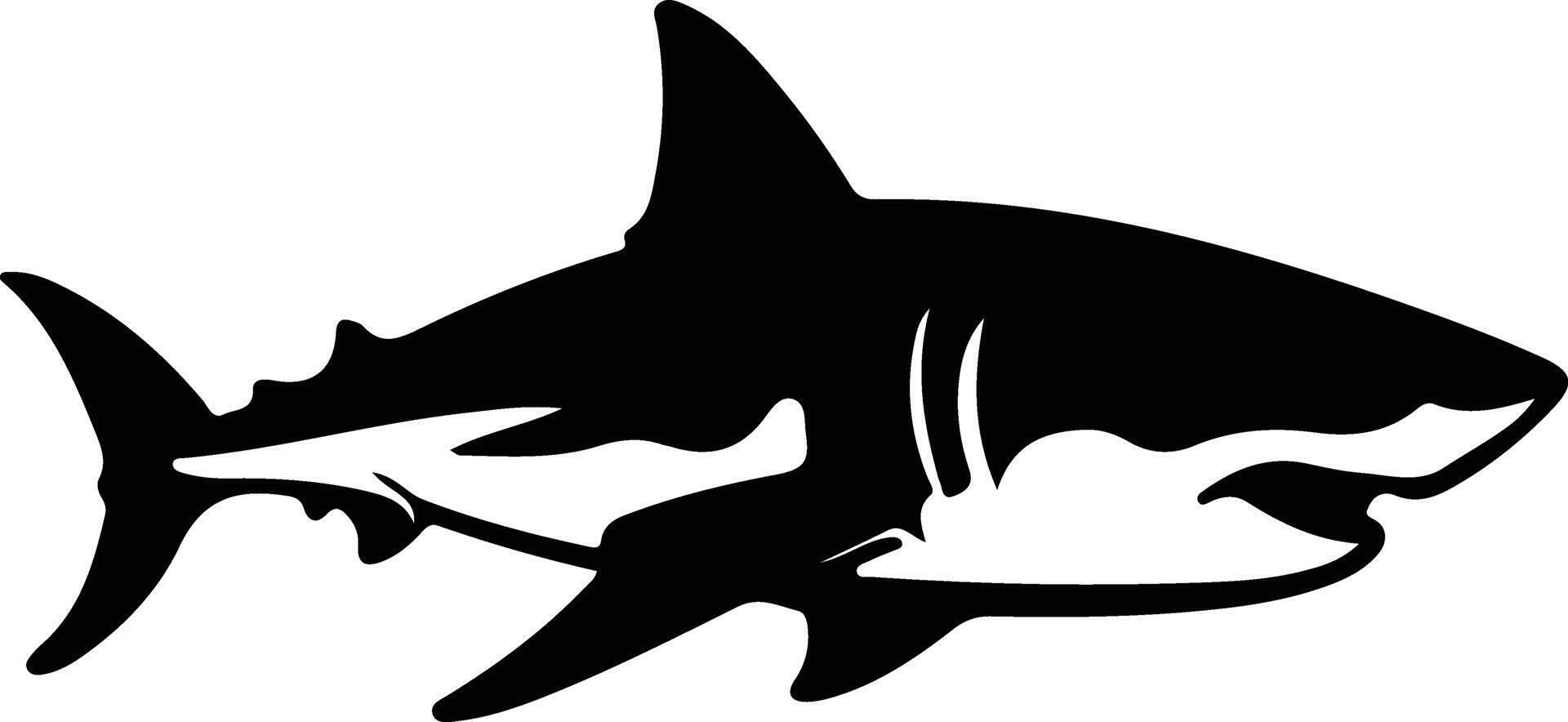 grande bianca squalo nero silhouette vettore