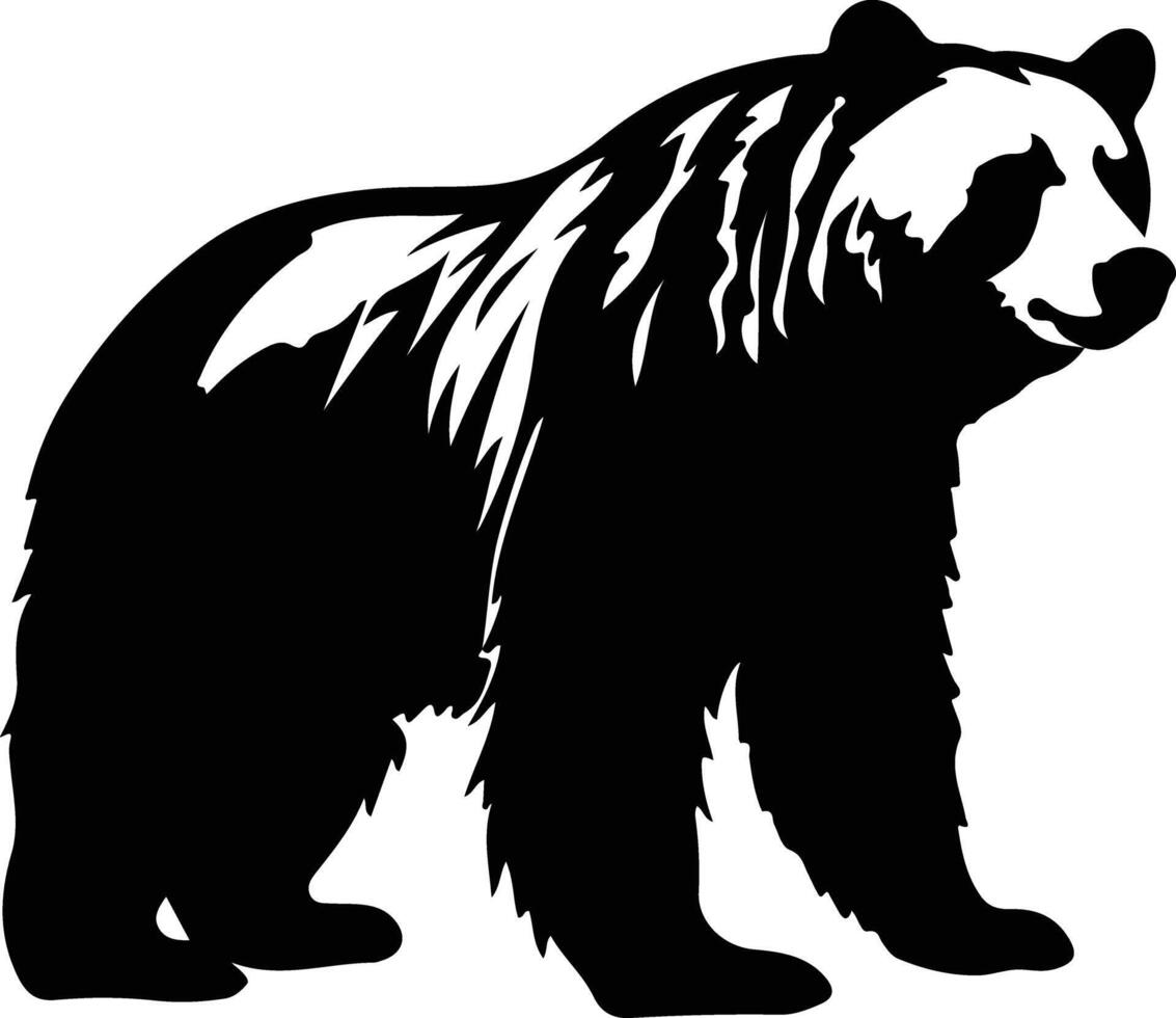 grizzly orso nero silhouette vettore