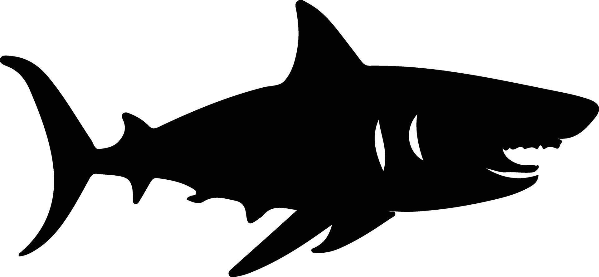 megalodon nero silhouette vettore