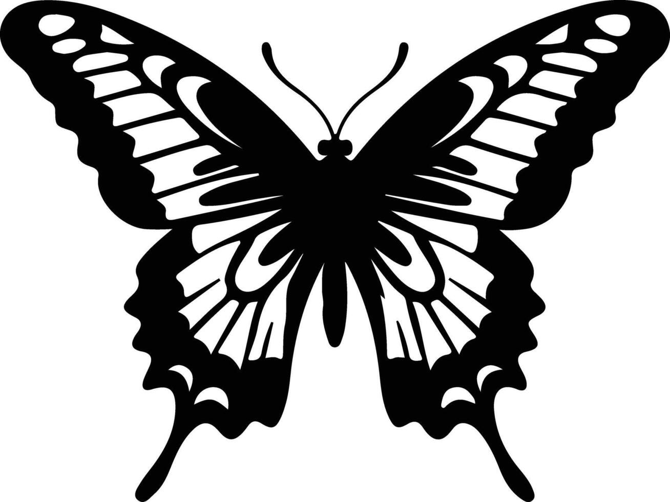 tigre coda di rondine farfalla nero silhouette vettore