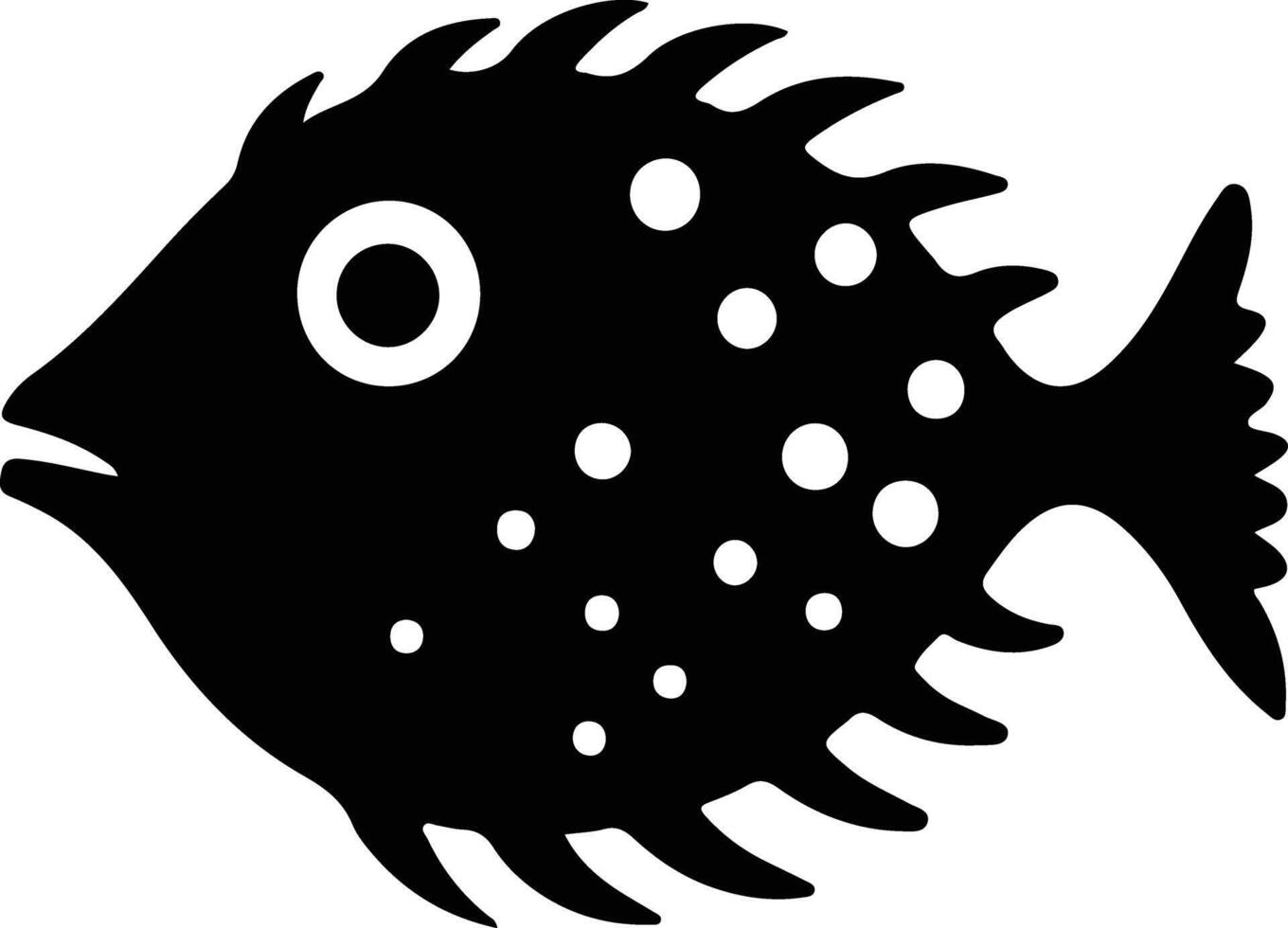 Pesce palla nero silhouette vettore