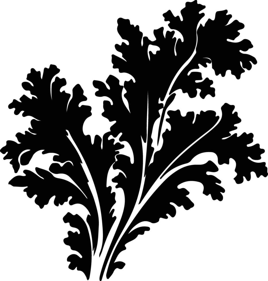 mostarda verdura nero silhouette vettore
