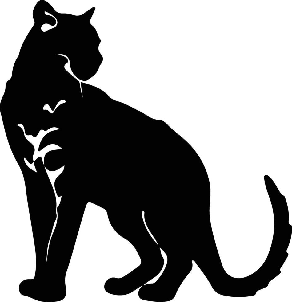 selvaggio gatto nero silhouette vettore