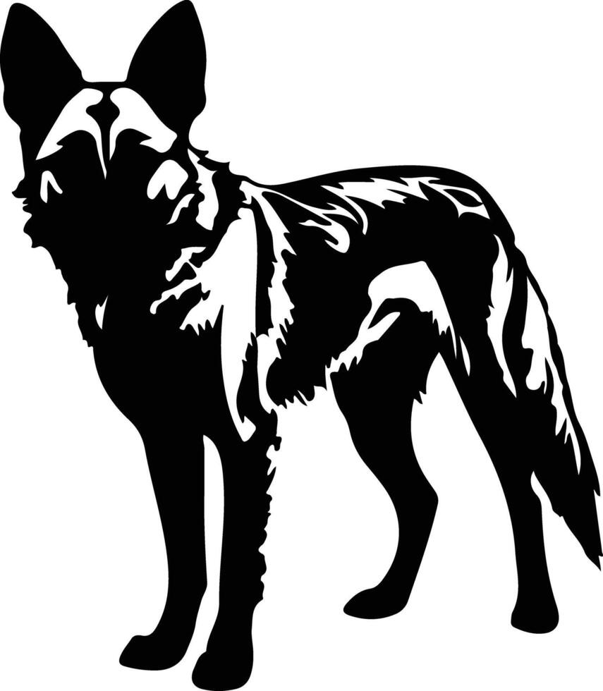 selvaggio cane nero silhouette vettore