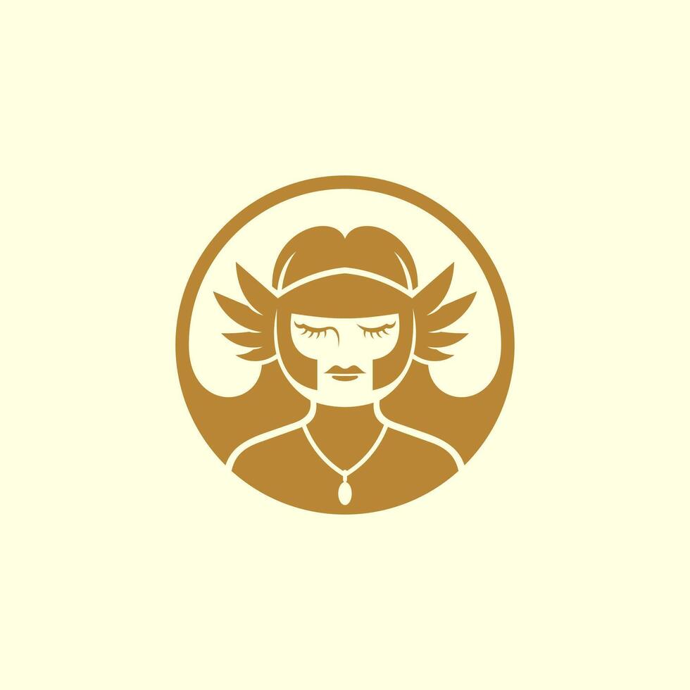 semplice logo di valchiria cavaliere testa vettore