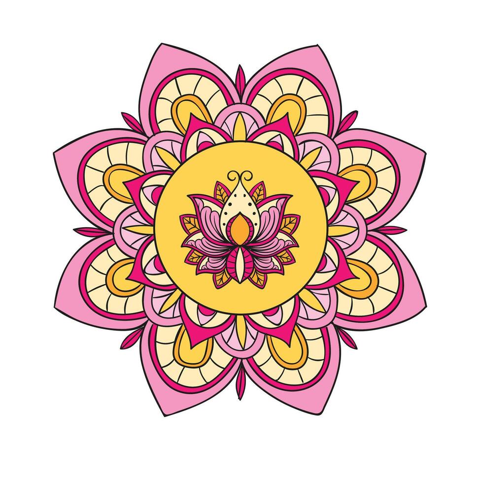 vettore impostato di colorato floreale mandala decorativo lusso mandala design elegante colorato mandala sfondo simmetrico colorato modello, indiano modello, orientale picchiettio