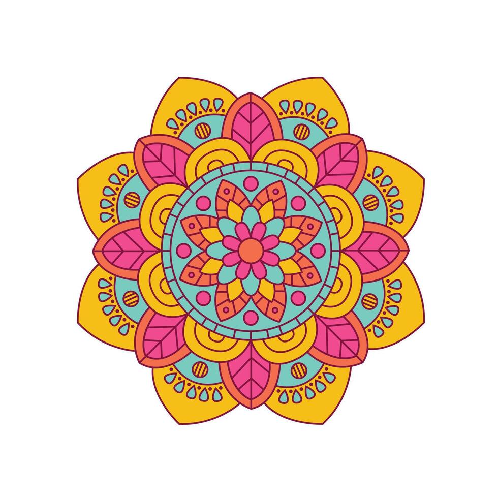 vettore impostato di colorato floreale mandala decorativo lusso mandala design elegante colorato mandala sfondo simmetrico colorato modello, indiano modello, orientale picchiettio