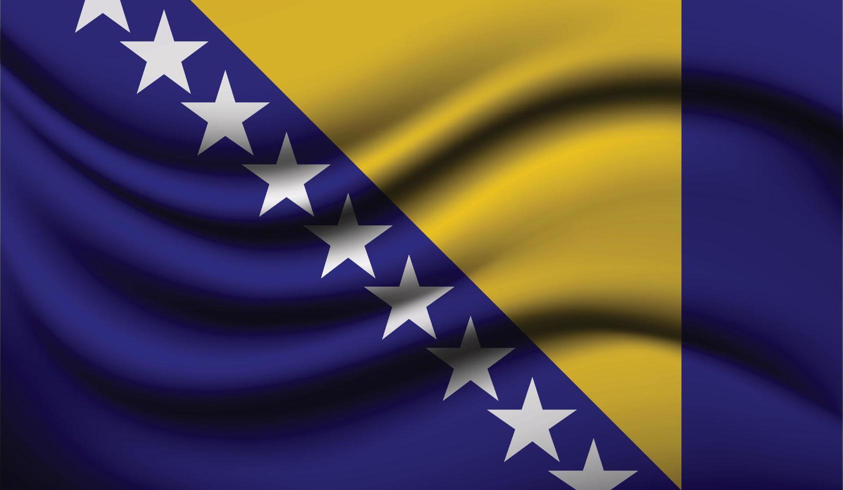 design realistico della bandiera sventolante della bosnia e dell'erzegovina vettore