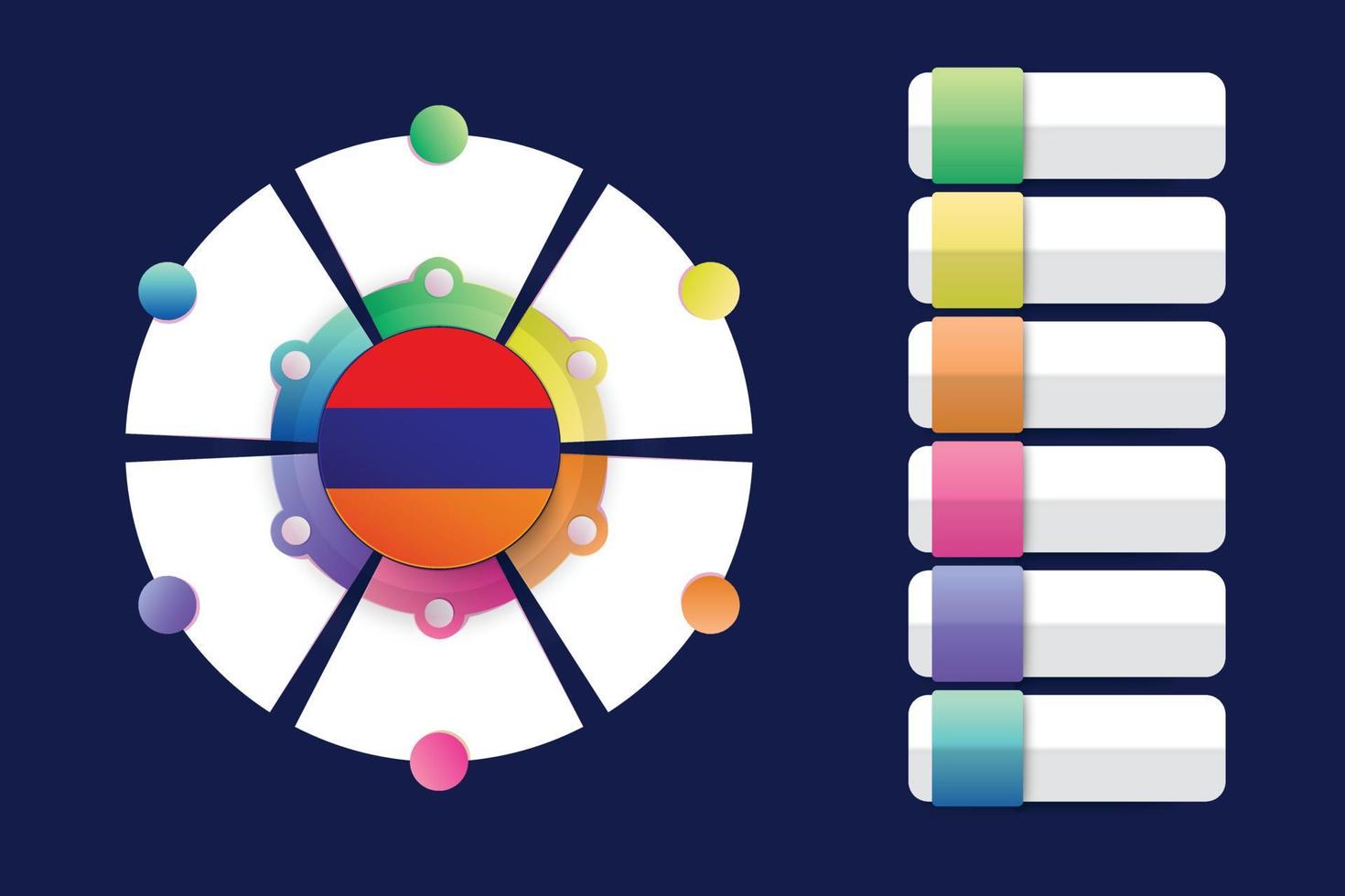 bandiera dell'Armenia con design infografico incorporato con forma rotonda divisa vettore