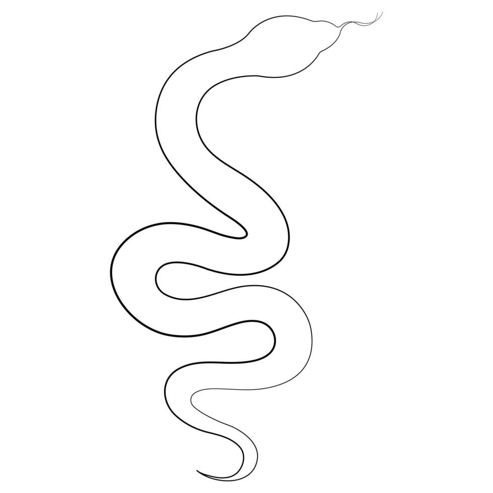 continuo uno linea arte disegno di velenoso serpente schema arte vettore illustrazione