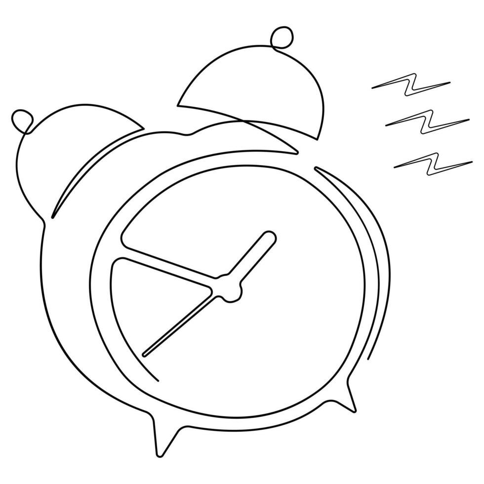 continuo uno linea arte disegno di suono allarme orologio schema vettore illustrazione
