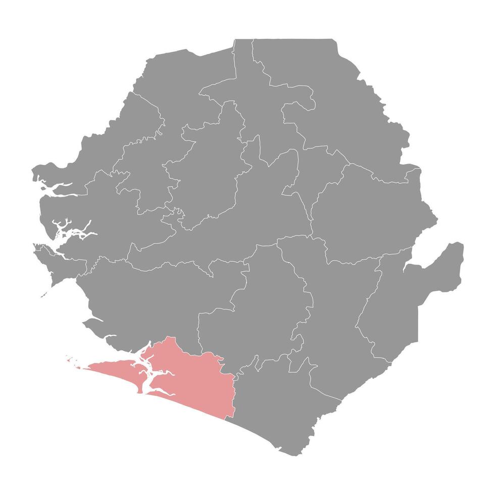 Bonthe quartiere carta geografica, amministrativo divisione di sierra leone. vettore illustrazione.