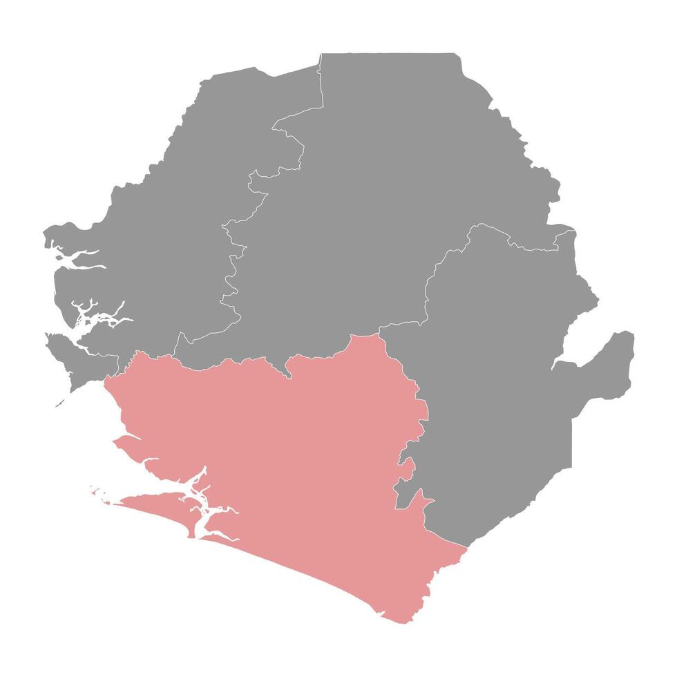 meridionale Provincia carta geografica, amministrativo divisione di sierra leone. vettore illustrazione.