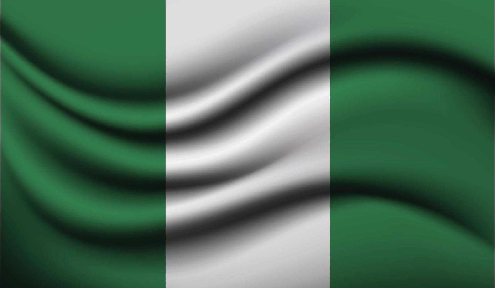 design realistico della bandiera sventolante della nigeria vettore