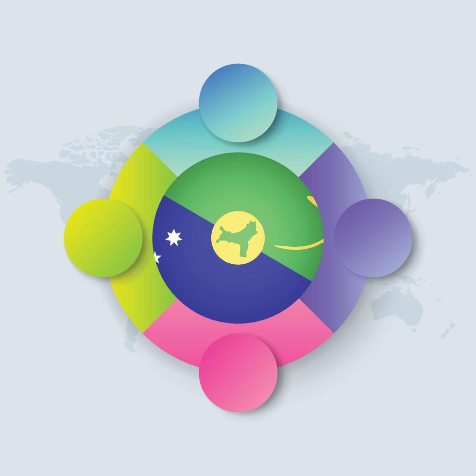 bandiera delle isole di natale con design infografico isolato sulla mappa del mondo vettore