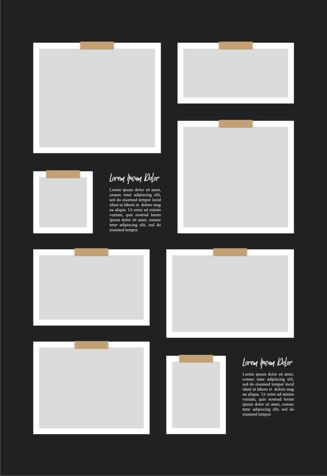 immagini o fotografie telaio collage. i fumetti pagina griglia disposizione astratto foto montatura e digitale foto parete modello vettore