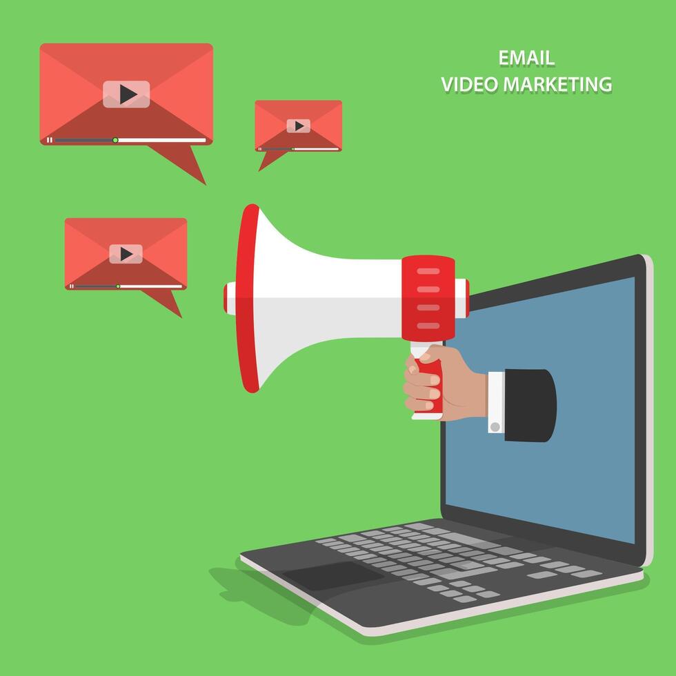 video e-mail marketing piatto isometrico vettore. vettore