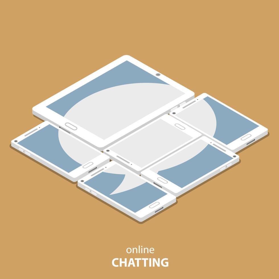 vivere chat piatto isometrico vettore illustrazione