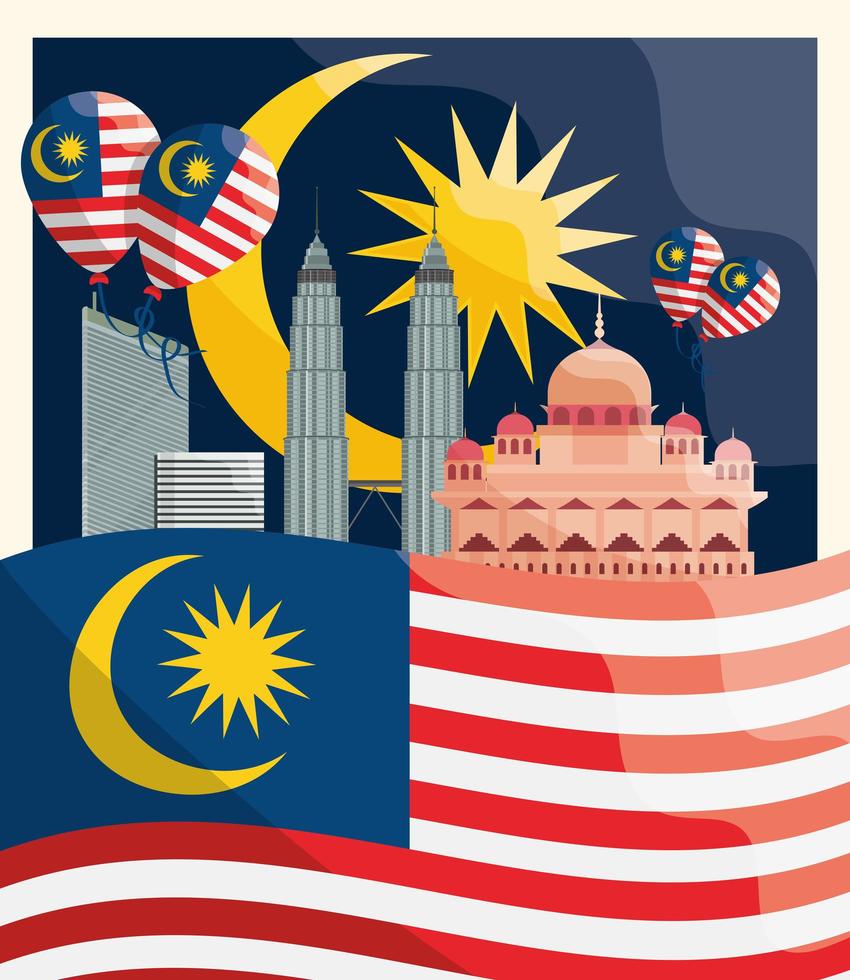 festeggiando l'indipendenza della Malesia vettore