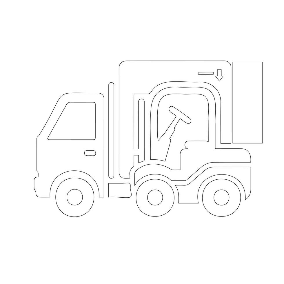 un' vettore illustrazione con un' carrello elevatore a forca e camion icona su un' bianca sfondo