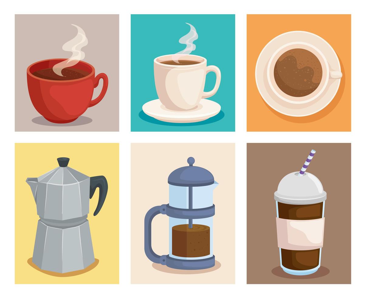 collezione di simboli del caffè vettore