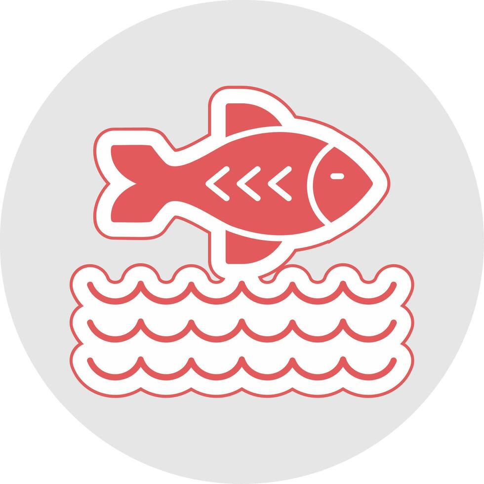 pesce glifo multicolore etichetta icona vettore