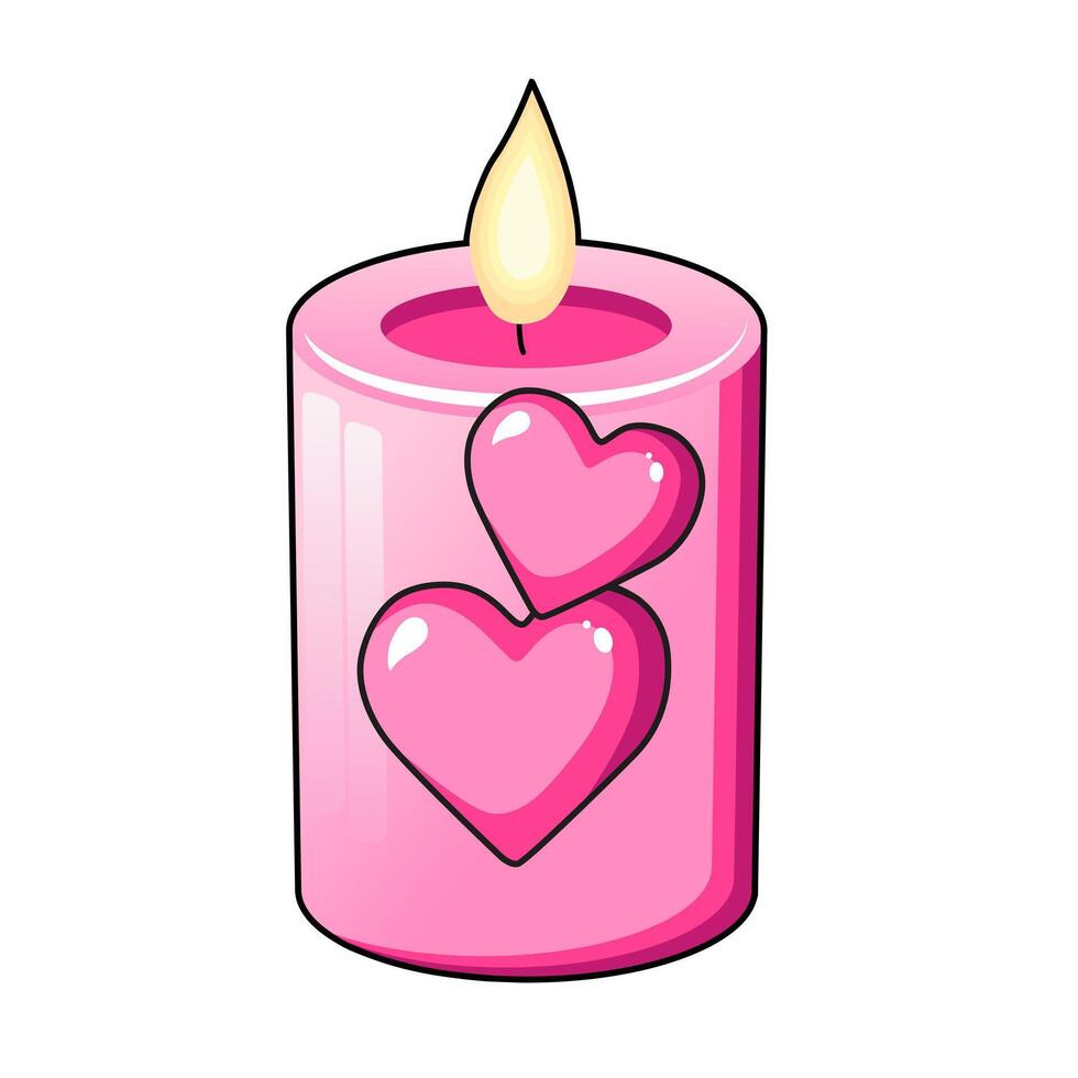 carino vettore icona candela con rosa rosso cuori per San Valentino giorno. piatto design elemento collezione. minimo cartone animato illustrazione per design ragnatela bandiera e saluto carta