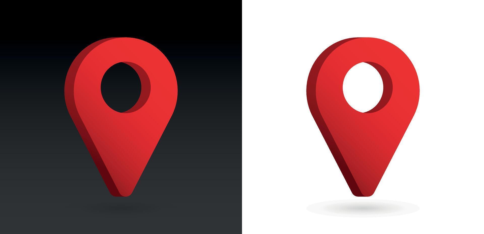 3d realistico rosso colore Posizione carta geografica perno GPS pointer marcatori vettore illustrazione per destinazione.