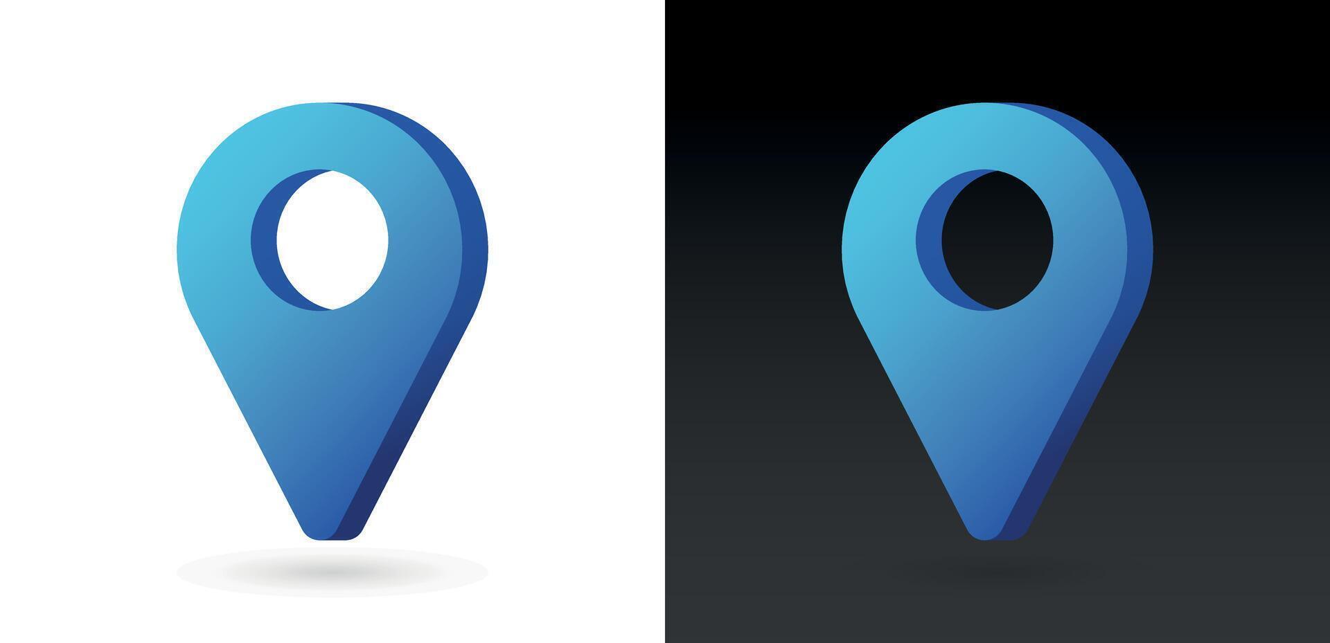 3d realistico blu colore Posizione carta geografica perno GPS pointer marcatori vettore illustrazione per destinazione.