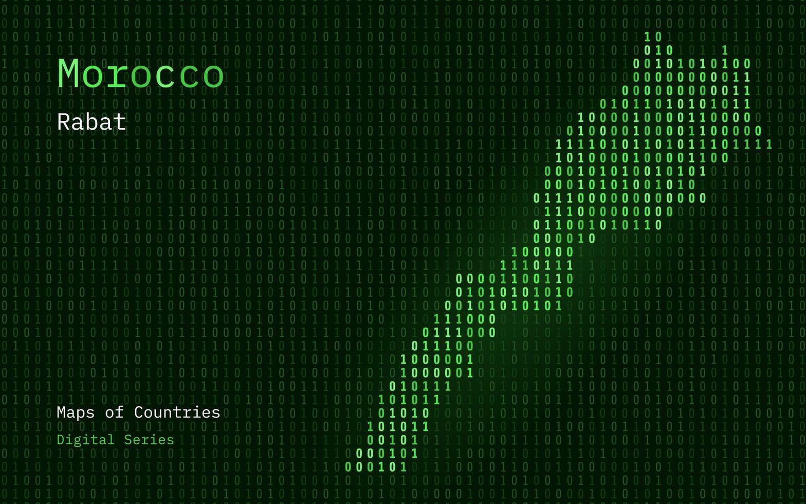 Marocco carta geografica mostrato nel binario codice modello. tsmc. matrice numeri, zero, uno. mondo paesi vettore mappe. digitale serie