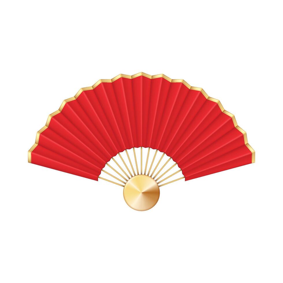 vettore Cinese mano fan rosso e oro palmare souvenir