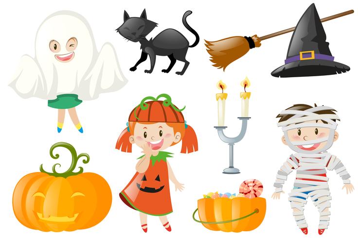 Halloween insieme con i bambini in costume vettore