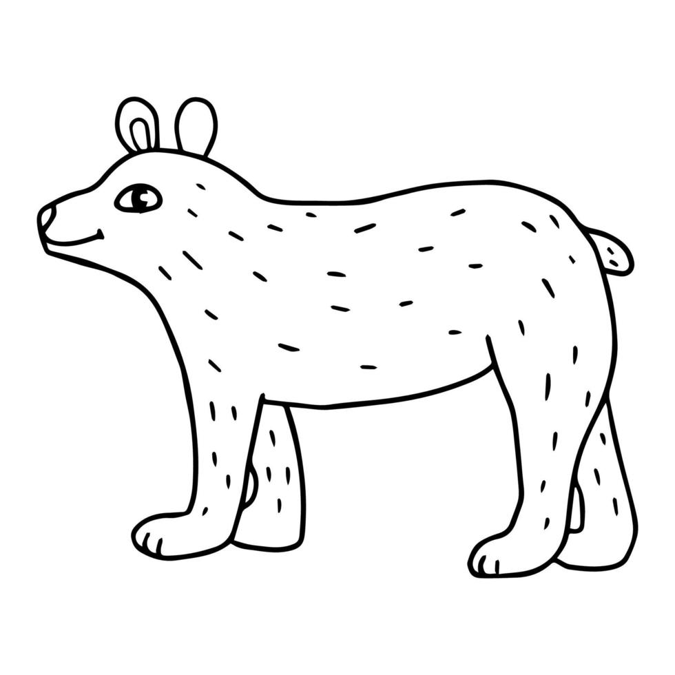 cartone animato doodle orso isolato su sfondo bianco. simpatico animale della foresta. vettore