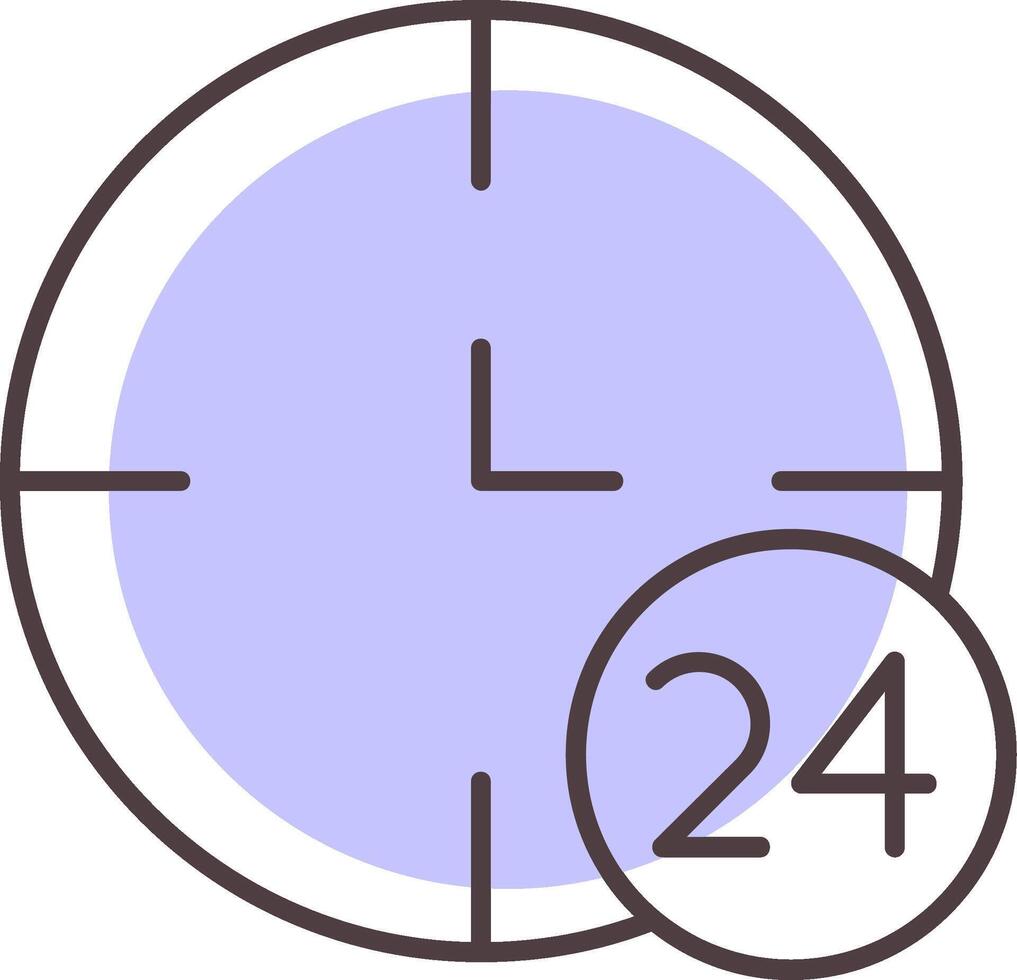 24 ore linea forma colori icona vettore