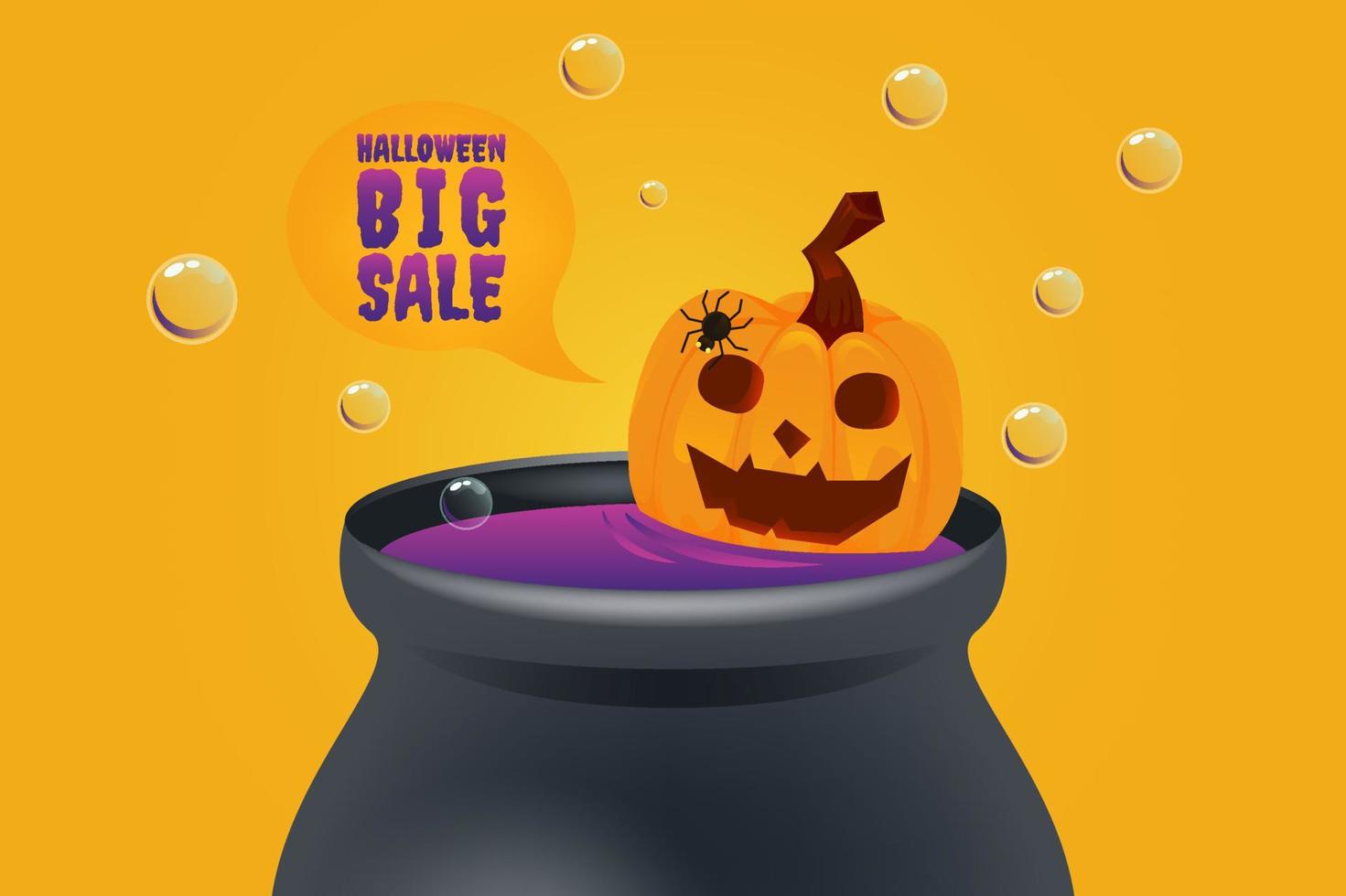 vendita di zucca di halloween 50 percento di sconto sul concetto di sconto. banner e illustrazione vettoriale di sfondo