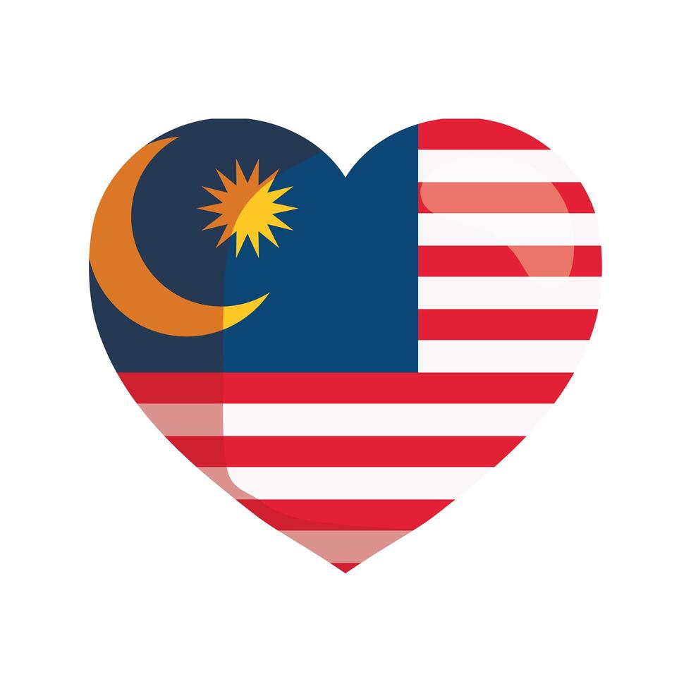 bandiera della malesia nel cuore vettore
