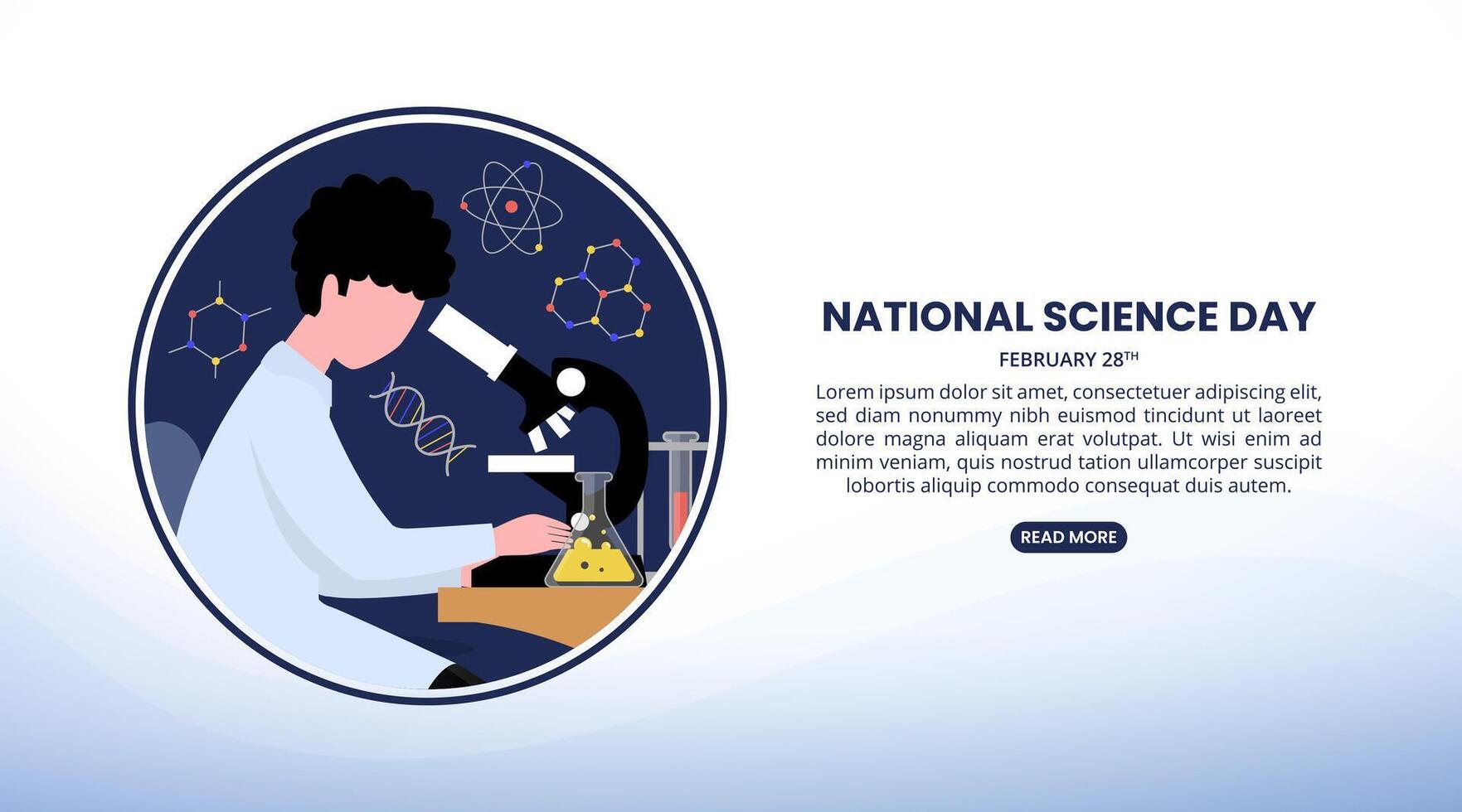 nazionale scienza giorno sfondo con un' scienziato vettore