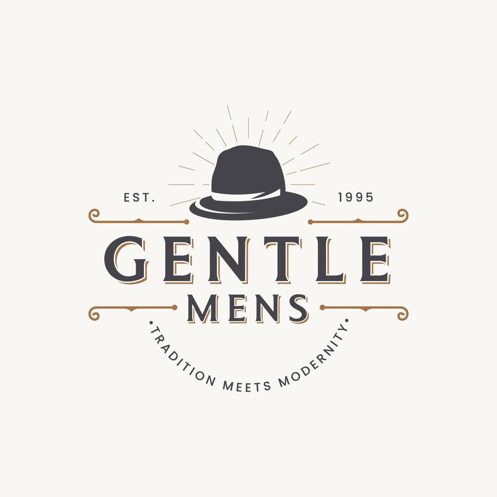 Vintage ▾ stile maschile gentiluomini logo modello design.logo per etichette, capi di abbigliamento e uomini. vettore