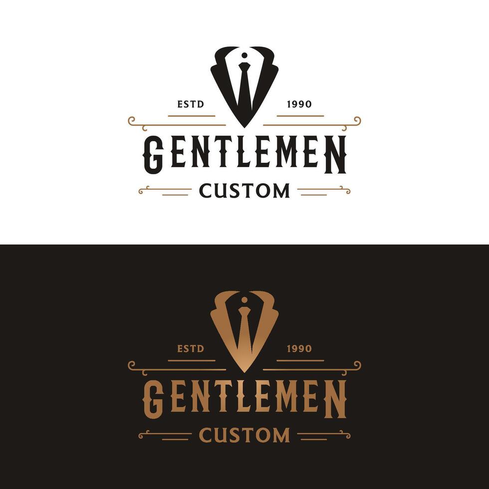 Vintage ▾ stile maschile gentiluomini logo modello design.logo per etichette, capi di abbigliamento e uomini. vettore