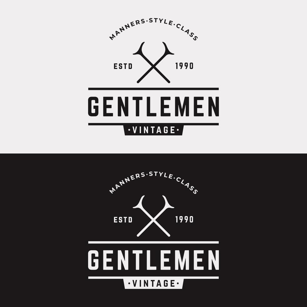 Vintage ▾ stile maschile gentiluomini logo modello design.logo per etichette, capi di abbigliamento e uomini. vettore