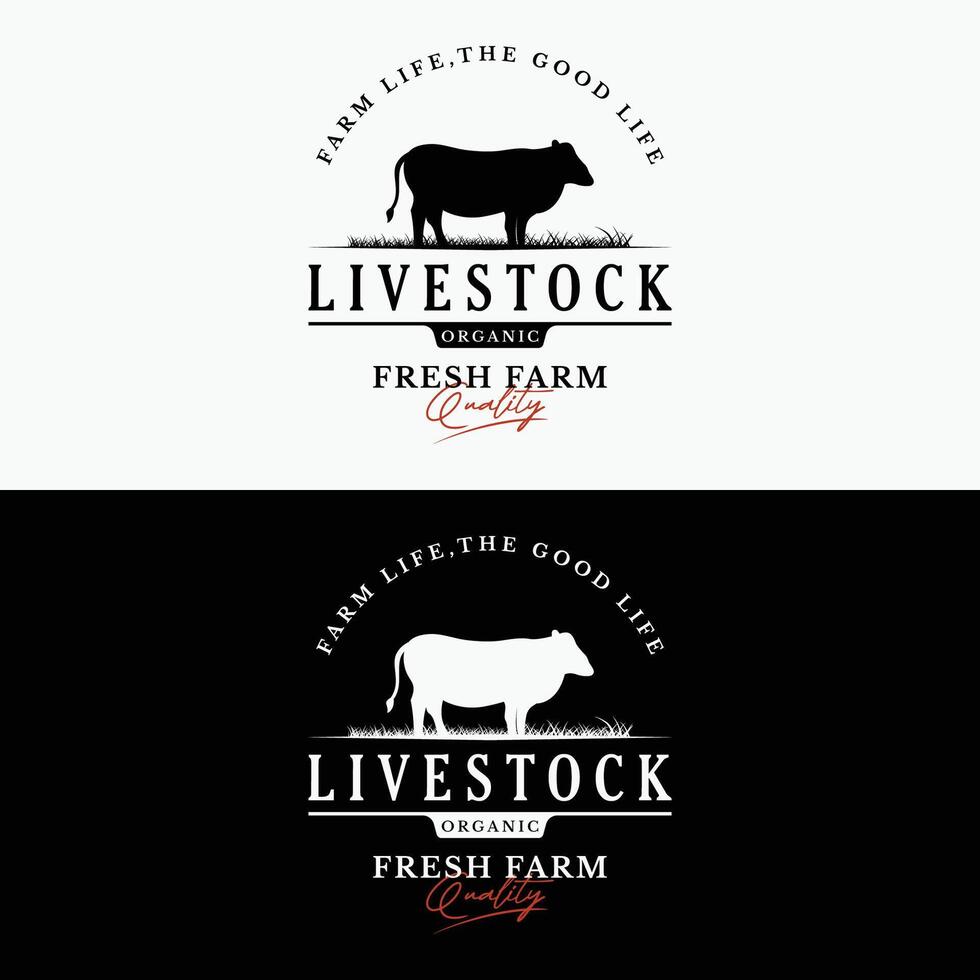 retrò Vintage ▾ premio qualità biologico animale azienda agricola logo design. logo per attività commerciale, bestiame, etichette e distintivi. vettore