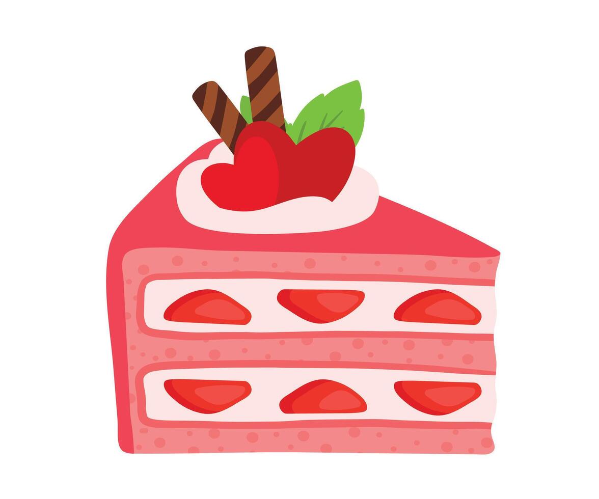 San Valentino torta con cuore guarnizione carino cartone animato vettore illustrazione