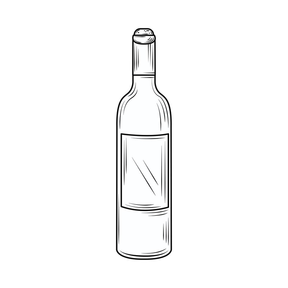 bottiglia di vino disegnata a mano vettore