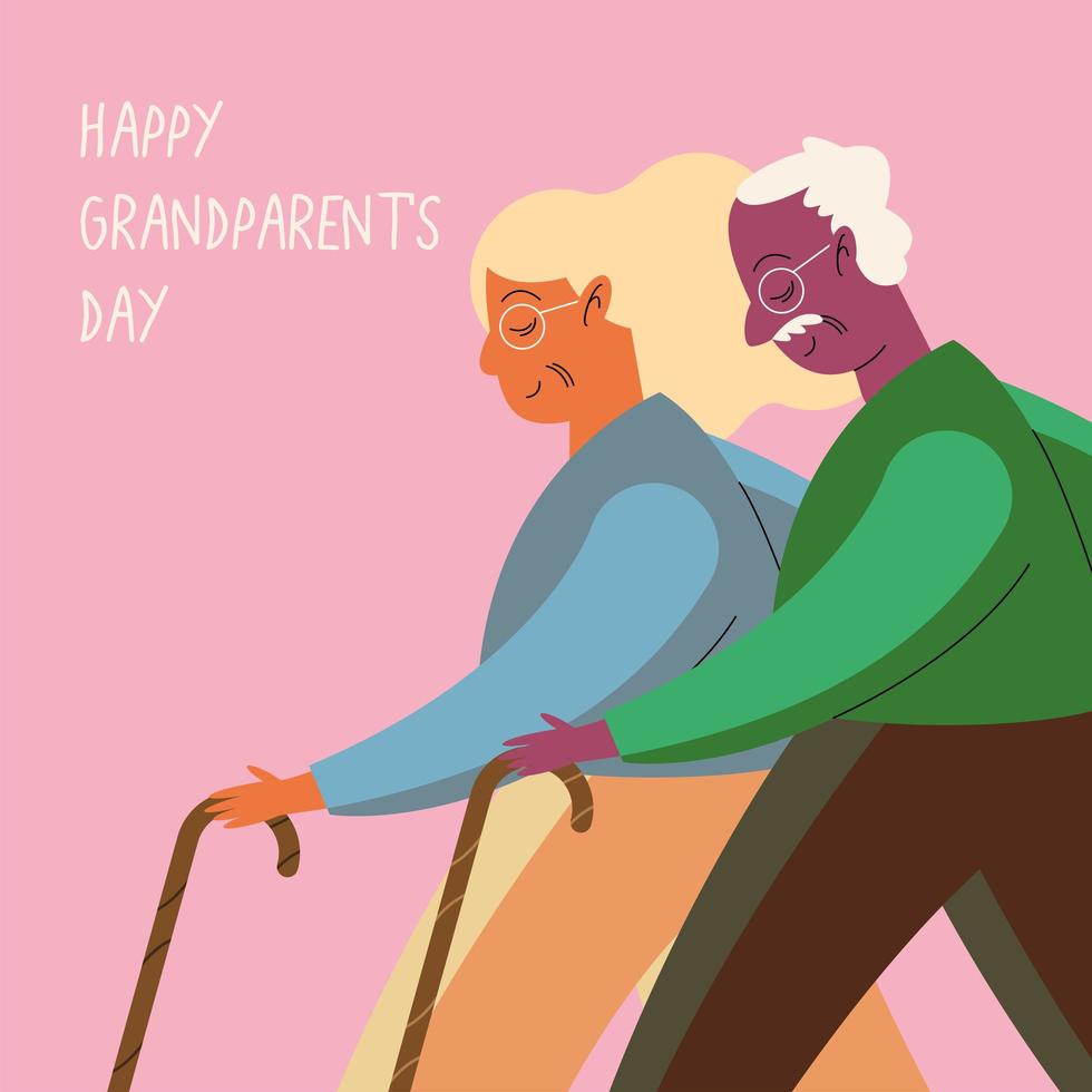 coppia di nonni a piedi vettore