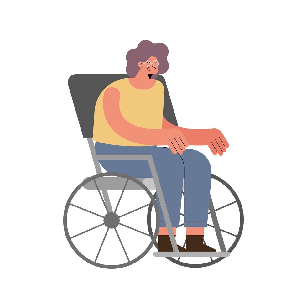 anziana su sedia a rotelle vettore