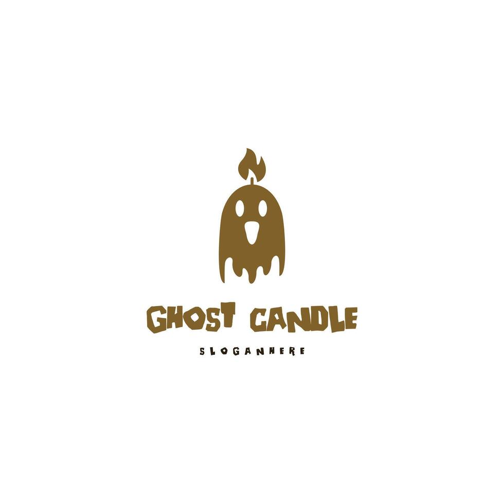 fantasma e candela logo design su isolato sfondo vettore